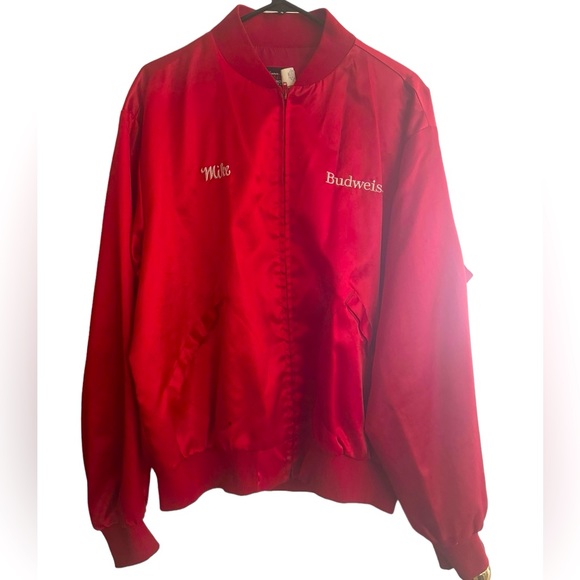 Vintage Budweiser zip‎ up jacket workers Mike name X large